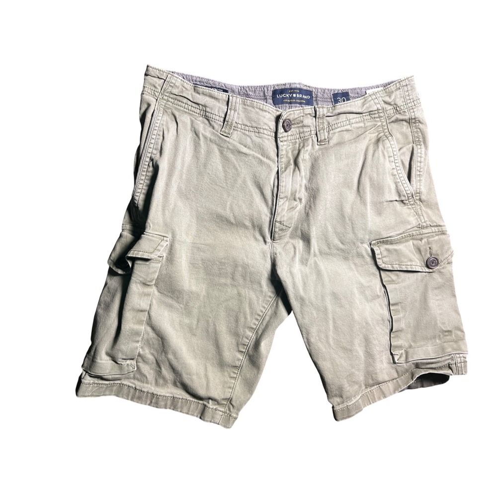 Lucky Brand Cargo Shorts Saturday Stretch Olive Green 9" Inseam Casual Size 30‎